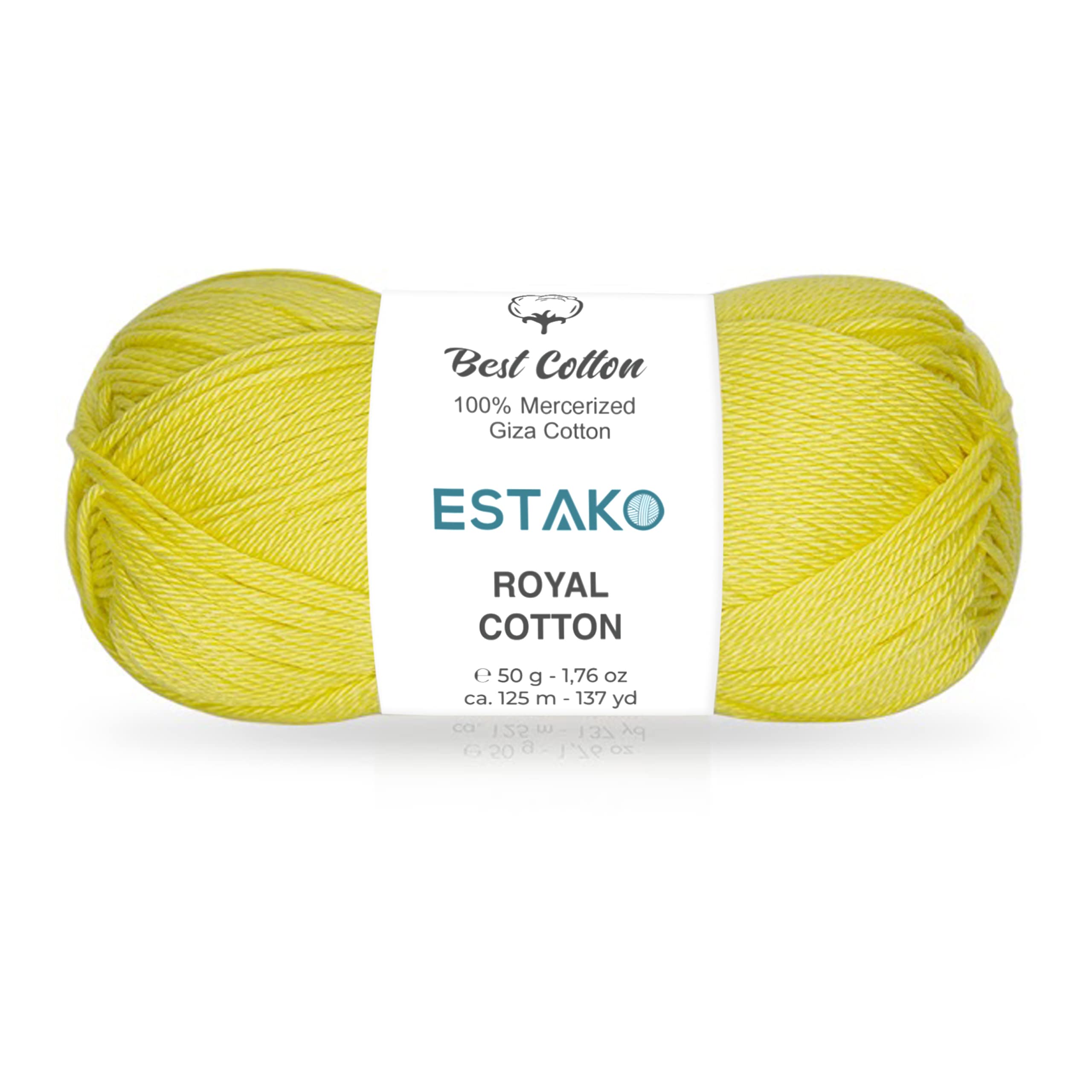Estako Royal cotton, 100% Mercerized giza cotton Yarn, Soft, Super Fino 1 for crochet and Knitting 176 Oz (50g) 137 Yrds (125m) 