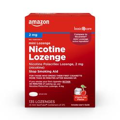Amazon Basic care Nicotine Mini Lozenge, Stop Smoking Aid, Nicotine Polacrilex 2 mg (nicotine), cherry Ice Flavor