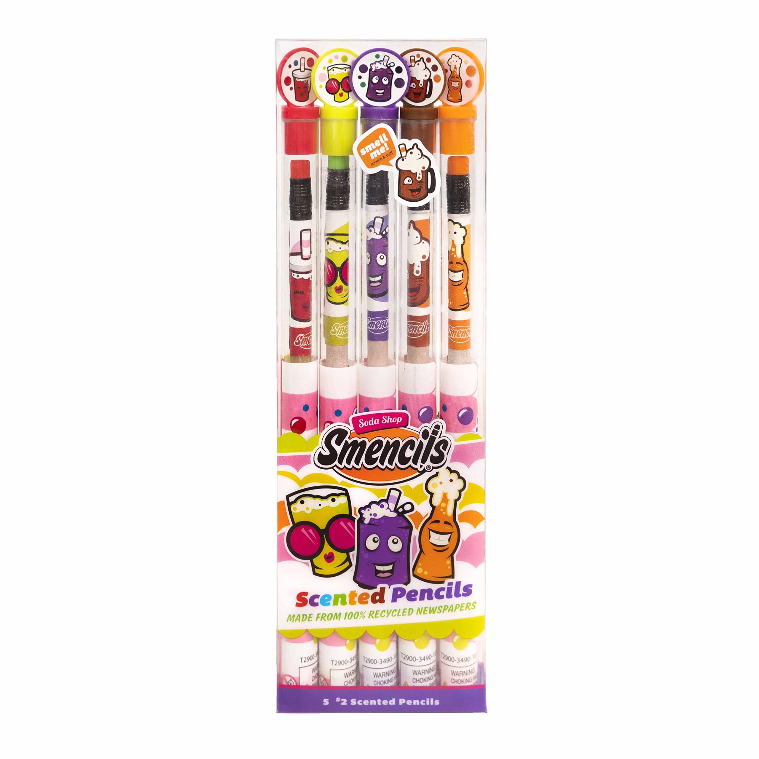 Scentco Soda Shop Smencils - Scented Pencils, 5 Count, Gifts For Kids, School Supplies, Classroom Rewards, Party Favors