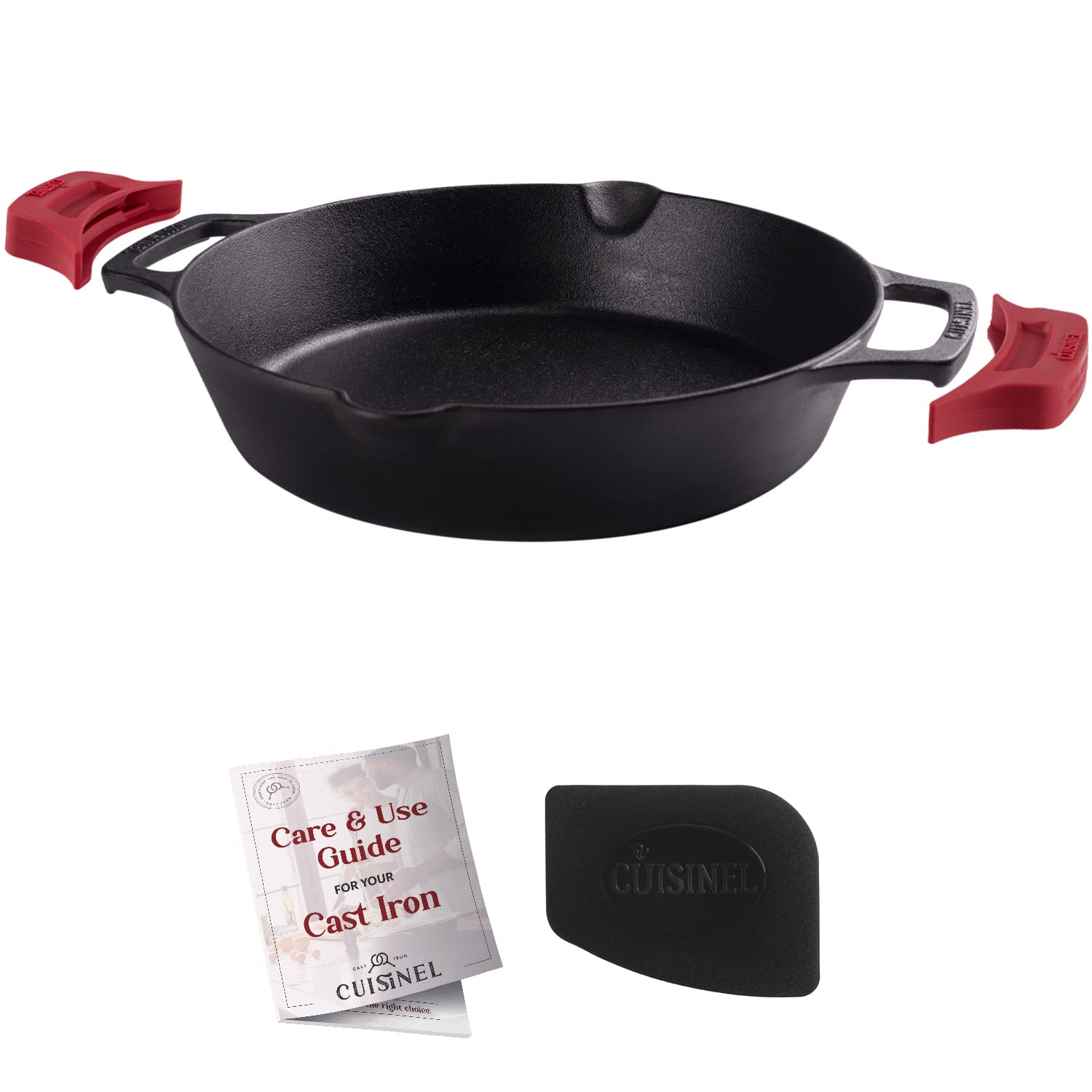 Cuisinel cast Iron Skillet - 10-Inch Dual Handle Frying Pan +