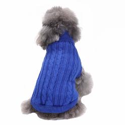 Chborchicen Small Dog Sweaters Knitted Pet Cat Sweater Warm Dog Sweatshirt Dog Winter Clothes Kitten Puppy Sweater (Dark Blue, S