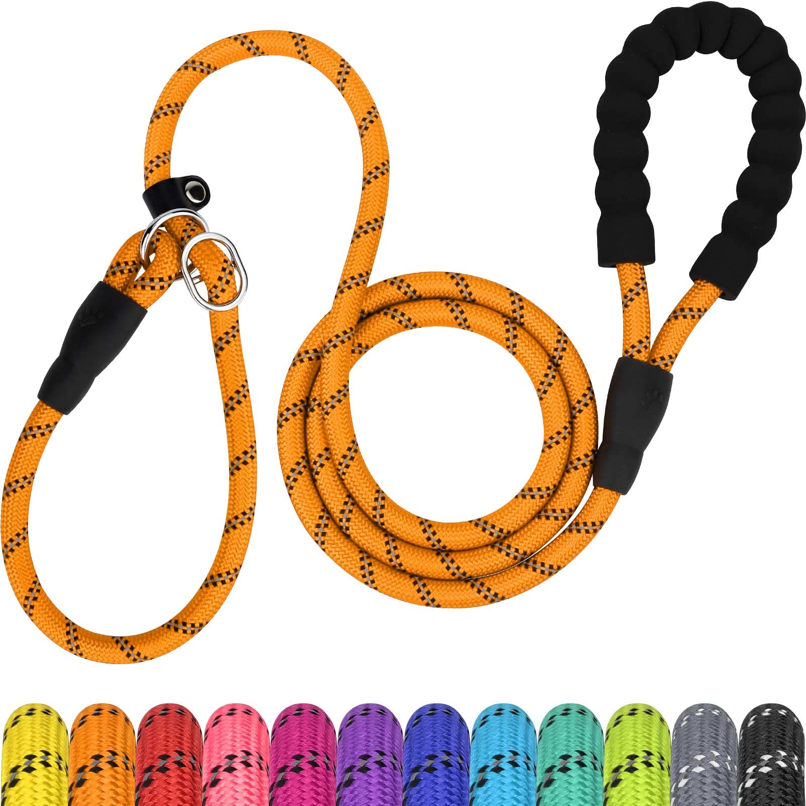 Tagme 6 Ft Slip Lead Dog Leash,12 Colors,Reflective Strong Rope Slip Leash With Padded Handle,Durable No Pulling Pet Training Le