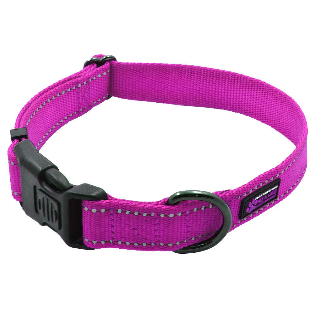 Max and Neo NEO Nylon Buckle Reflective Dog collar - We Donate a collar to a Dog Rescue for Every collar Sold (Small, Pink)