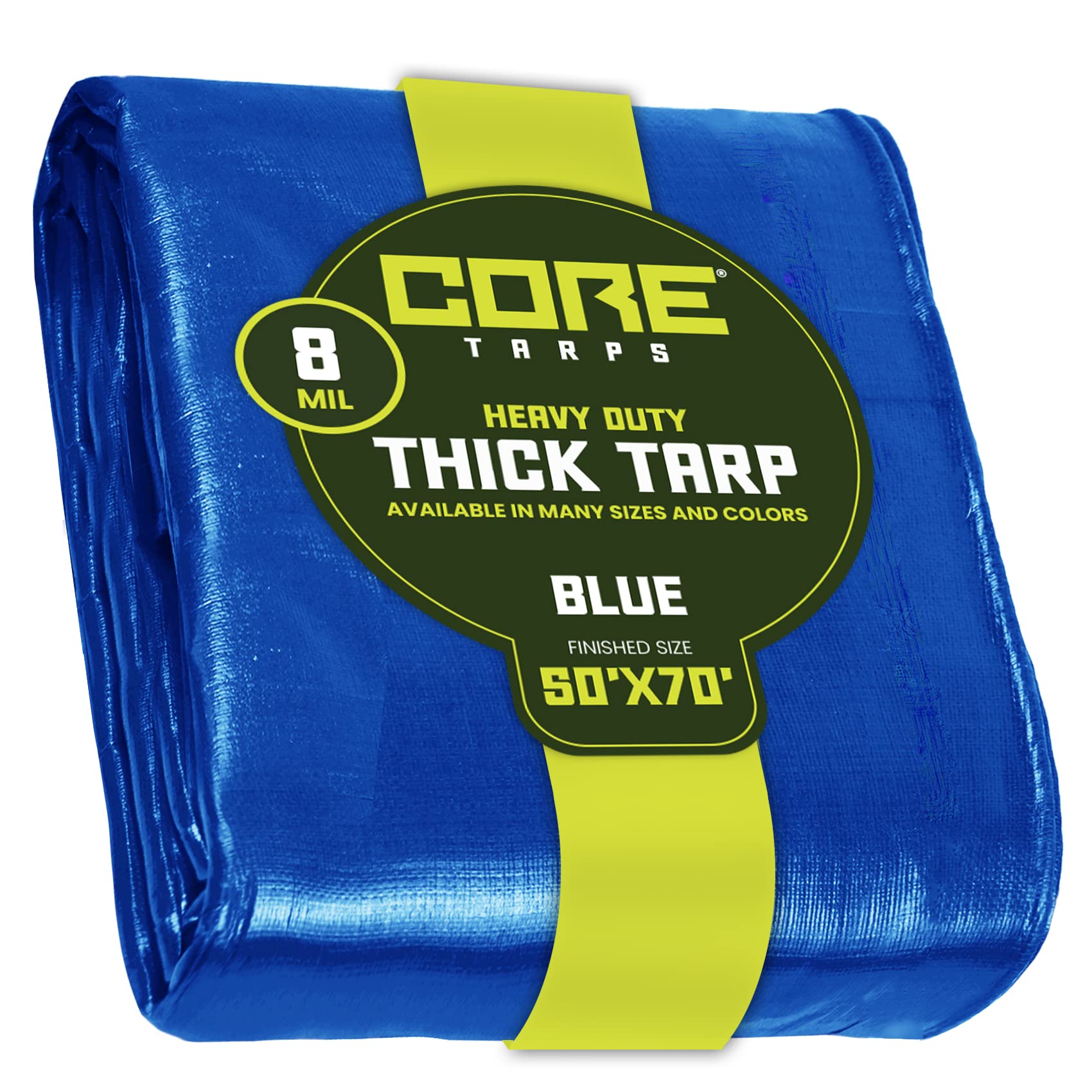core Tarps Heavy Duty 8 Mil Tarp cover, Waterproof, UV Resistant, Rip and Tear Proof, Poly Tarpaulin with Reinforced Edges for R