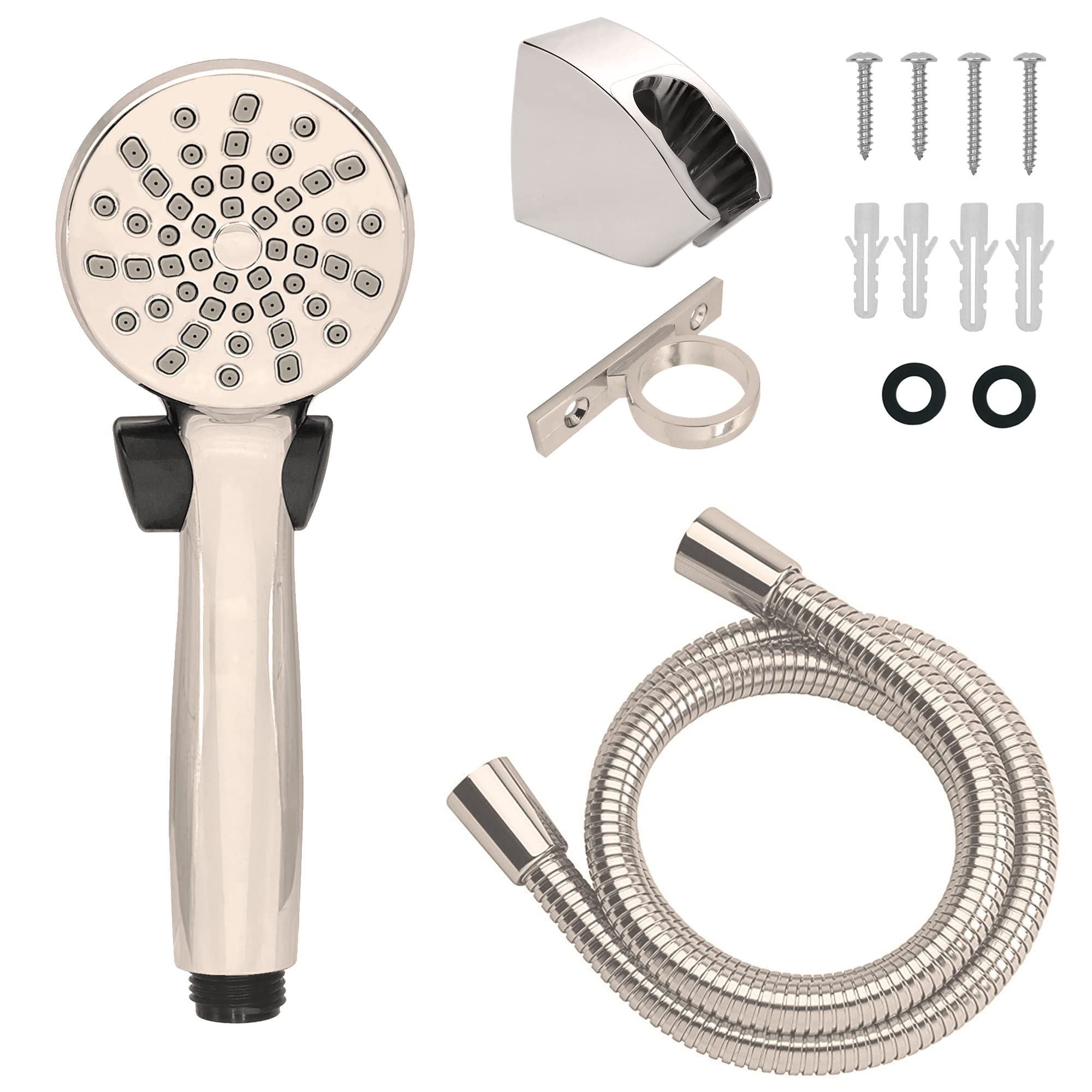 AweLife RV Shower Head with Hose and On Off Switch, Water Saving High Pressure Shower Head with Shower Hose guide Ring and Shower Holder