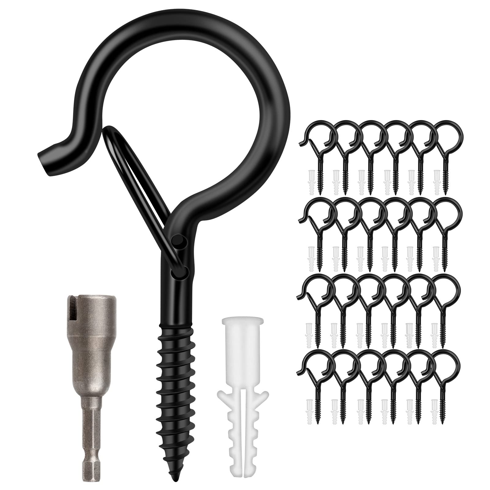 24 Pcs Screw In Hooks Outdoor String Lights Safety Screw Hook