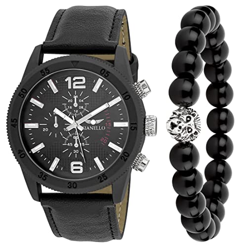 gianello Mens Watch and Jewelry Sets Watch + Bracelet combo Watches for Men Luxury Wristwatch gifts for Dad Boyfriend (B