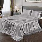 Vonty Satin Sheets Twin Silky Soft Satin Bed Sheets Silver Grey
