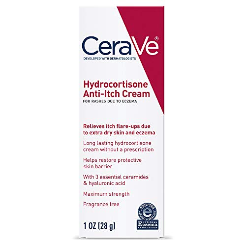 CeraVe Hydrocortisone Cream 1% | Anti-Itch Cream with Temporarily Relief from Rashes with Eczema-Prone & Dry Skin | Itch