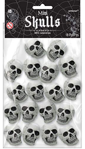 Amscan | Halloween Trick or Treat Party Decoration | Mini Skulls Value Pack | 18 Skulls in a pack | Measures 1 1/2" x 2"