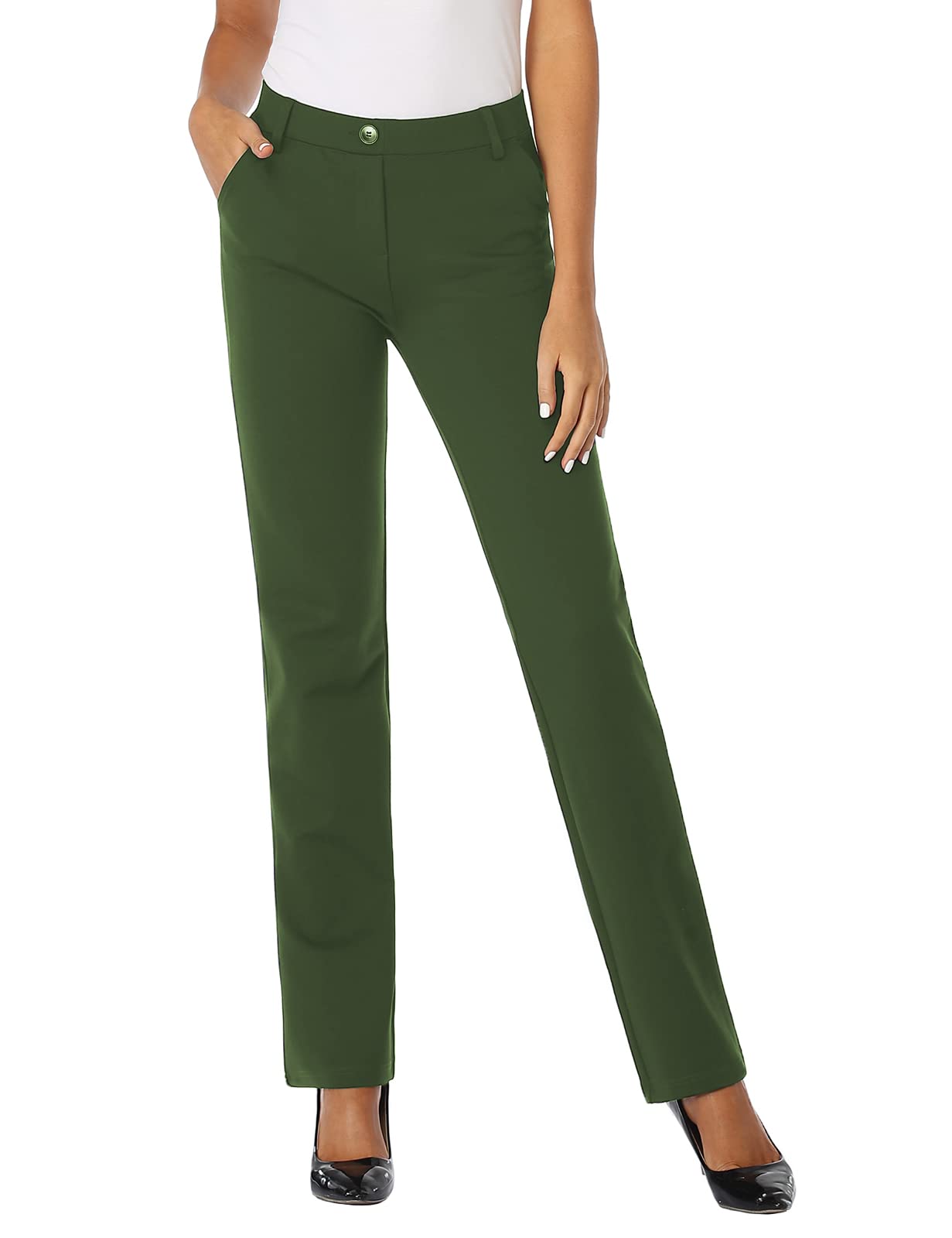 Tapata Womens 28303234 Stretchy Straight Leg Dress Pants with Pockets Tall,  Petite, Long, Regular for Work Business casu