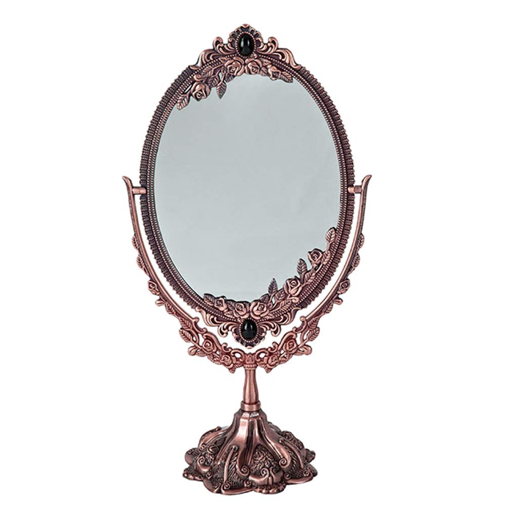 Mirrors Large Dressing Table with Stand, Two Sided Swivel Oval Desktop Makeup Vintage Style Adjustable Free Standing Tab
