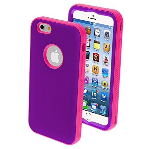 Asmyna iPhone 6 Verge Hybrid Protector Cover - Retail Packaging - Rubberized Grape/Electric Pink