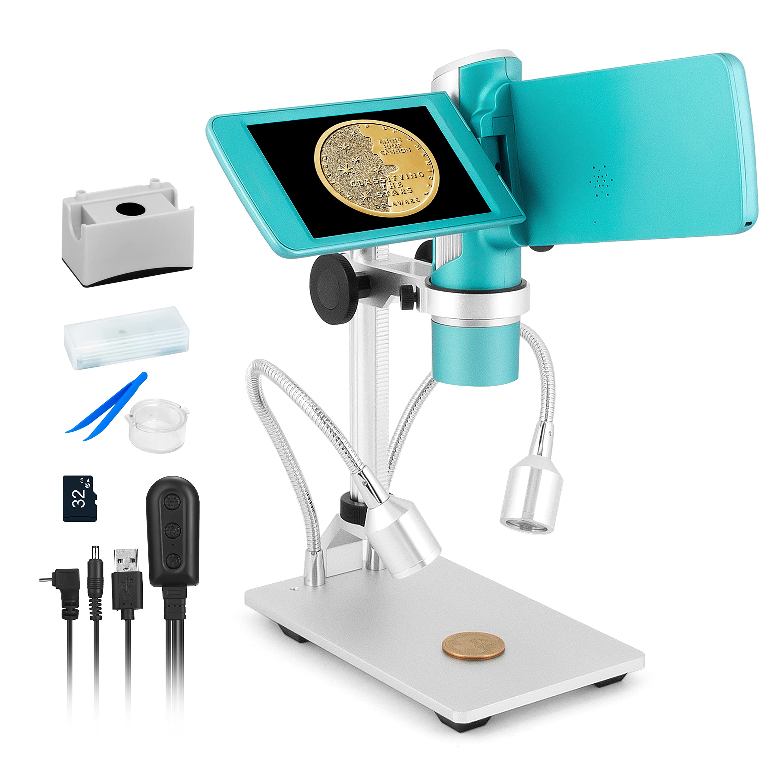 Andonstar AD203 USB Handheld Portable coin Microscope Metal Stand 4 Inch  Reversible Monitor for coin collect, Full Size