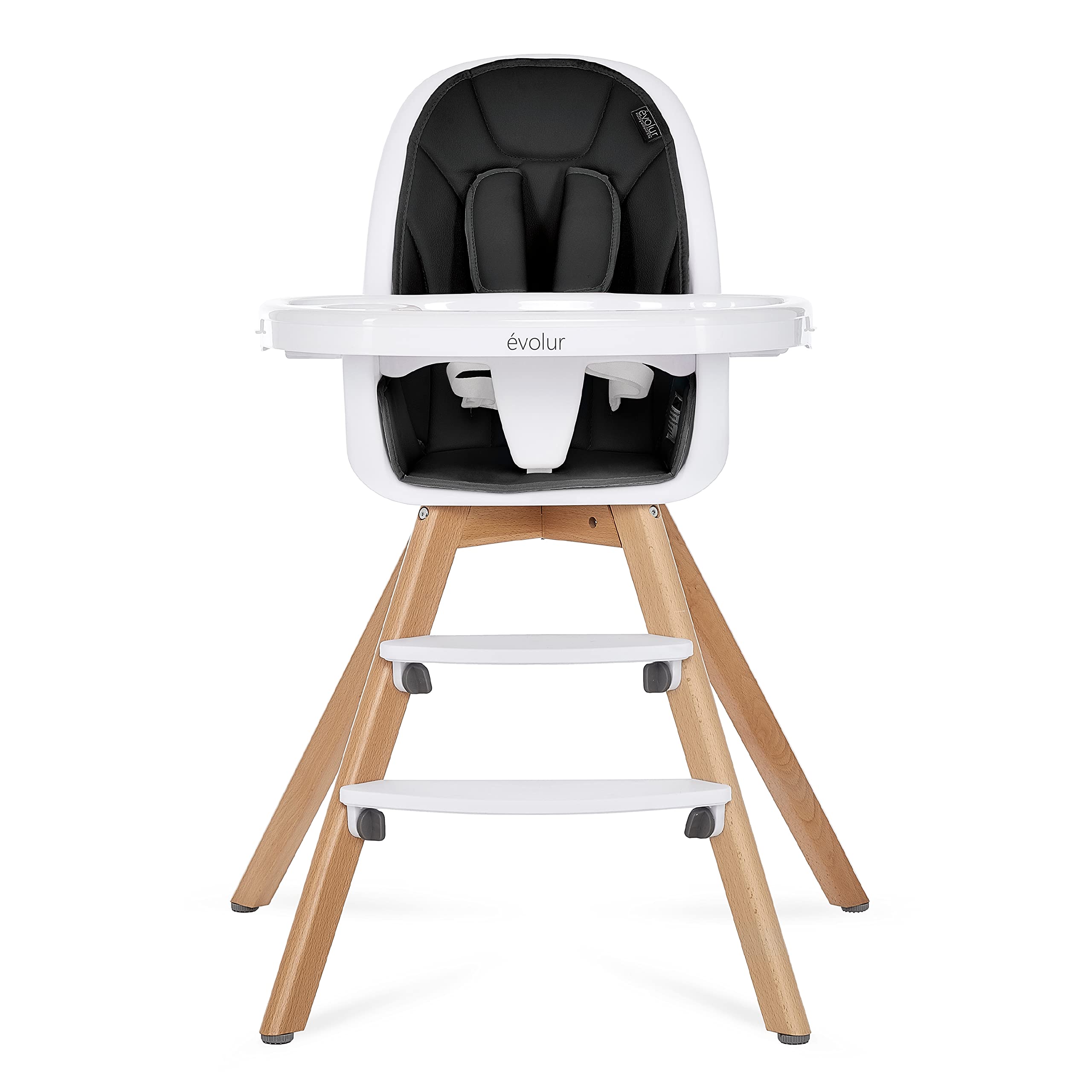 Evolur Zoodle 2 in 1 High chair, Modern Design, Toddler chair, Removable cushion, Adjustable Tray, Baby and Toddler, Bla
