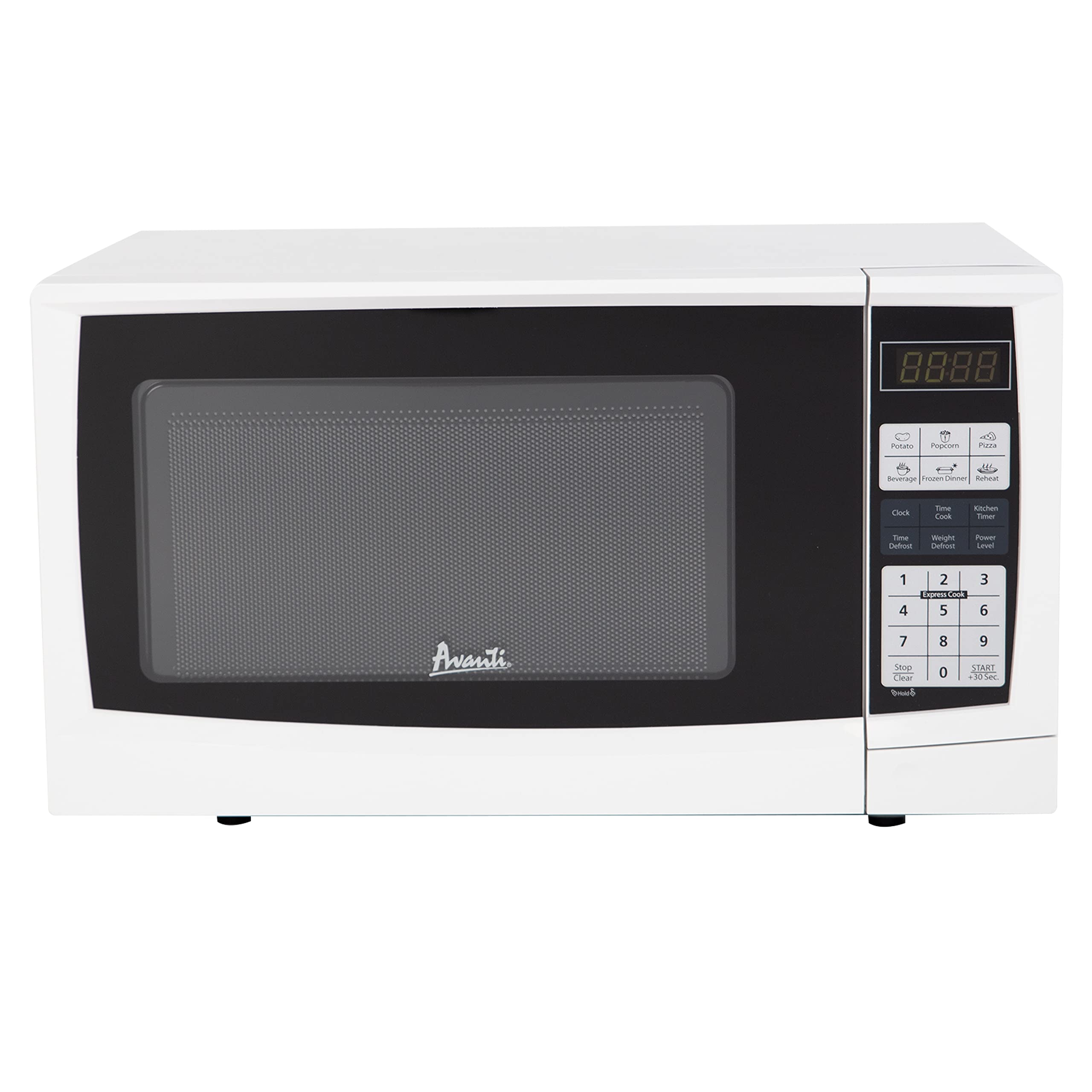 Avanti MT9K0W Microwave Oven 900-Watts Compact with 6 Pre Cooking Settings, Speed Defrost, Electronic Control Panel and Glass Tu