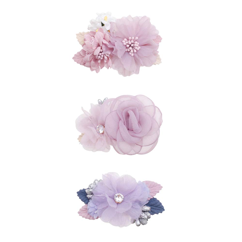 cherrboll Flower Hair clips Set 3pcs Floral Hair Bow Accessories for Baby girl Toddles Teen gifts