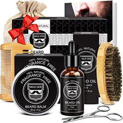 MALE GOD Christmas Gifts for Men - Beard Kit with Beard Oil, Beard Balm, Beard Brush, Comb, Scissors, ebook, Men Gifts Set - Men 