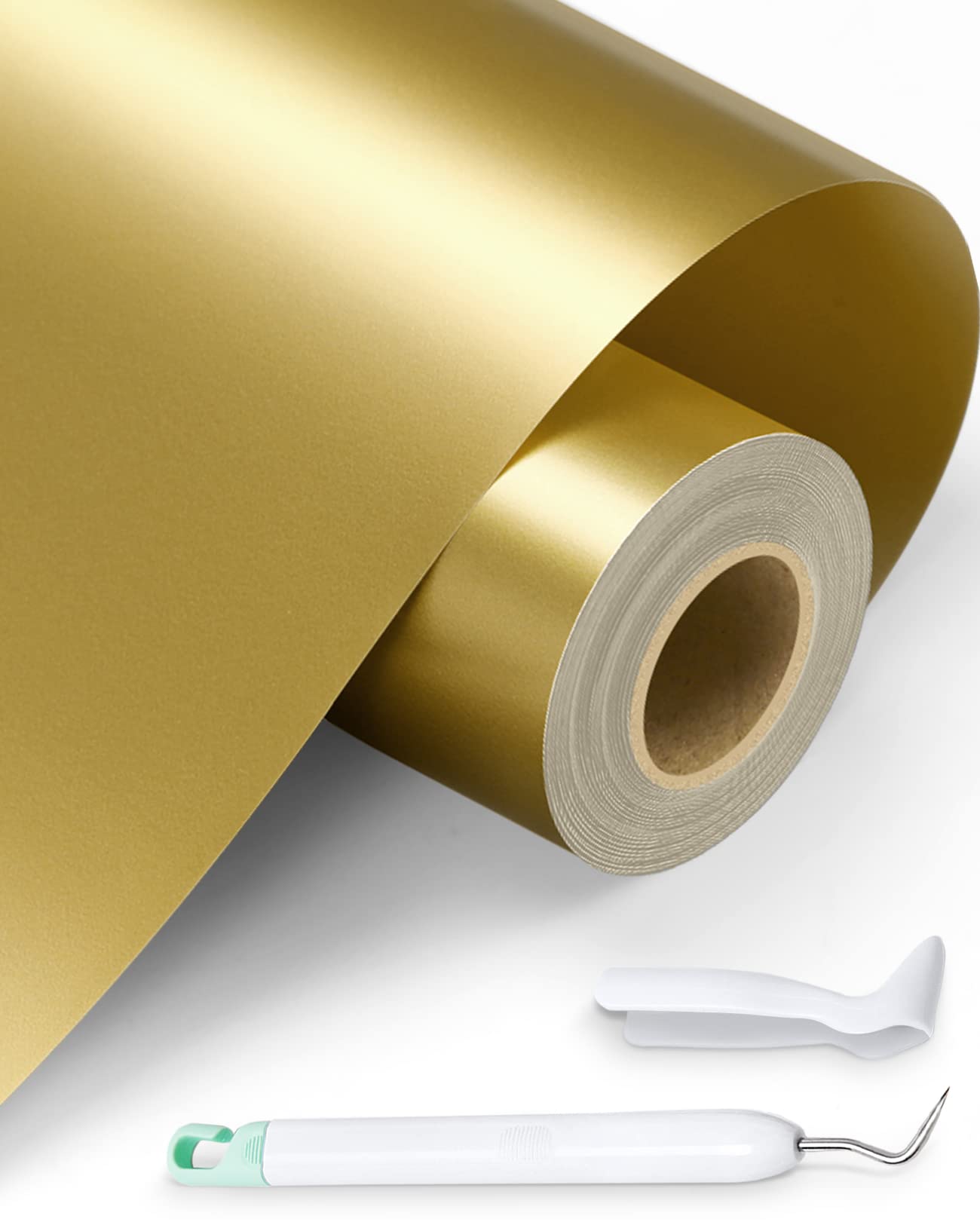 Sooez gold Permanent Vinyl - 12 x 13FT gold Adhesive Vinyl Roll for cricut  Silhouette cameo, Hook Weeder Included, Permanent O