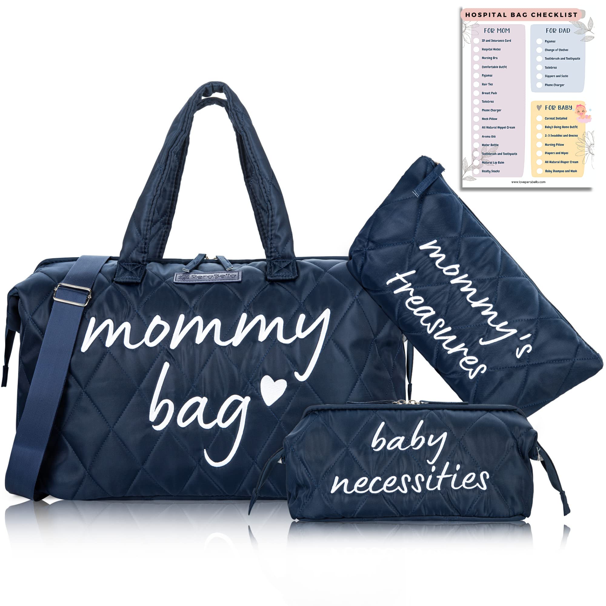 PeraBella Mommy Bag for Hospital, Mom Bag Diaper Bag Tote, Mommy Hospital Bag, Mom Hospital Bags for Labor and Delivery 