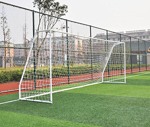 PASS Premier 12 X 6 Ft Youth Size Steel Soccer goal 2 Diameter Strongest Steel Frame w Durable 4mm Net, ground Stakes, E