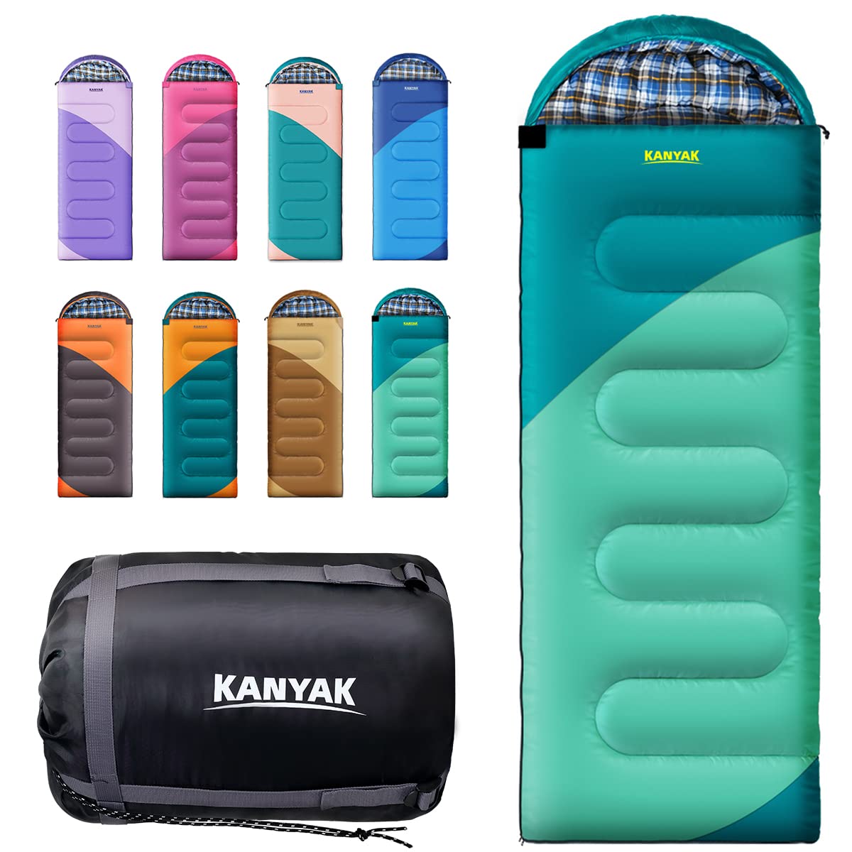 KANYAK Warm & cool Weather Single Sleeping Bag for Adults Kids, Ideal for Hiking, camping & Outdoor Adventures, great gi