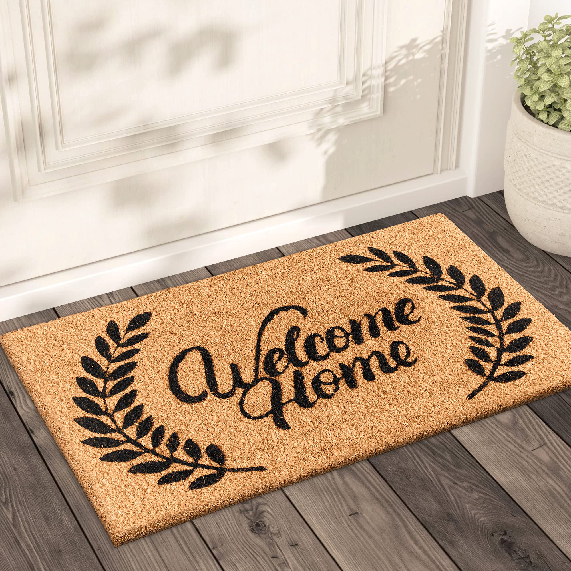 1 LuxUrux Welcome Mats Outdoor coco coir Doormat, with Heavy-Duty PVc  Backing - Natural - Perfect colorSizing for OutdoorI