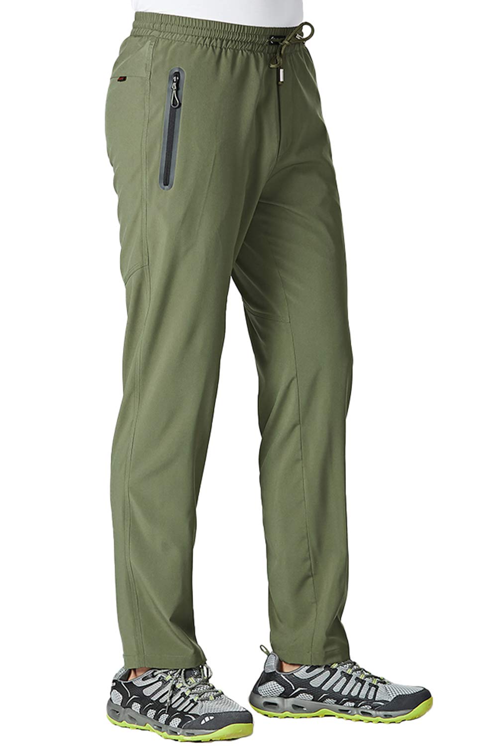 TBMPOY Men's Travel Hiking Pants Lightweight Athletic Wind Athletic Pant Windbreaker Fishing Active Jogger Green S