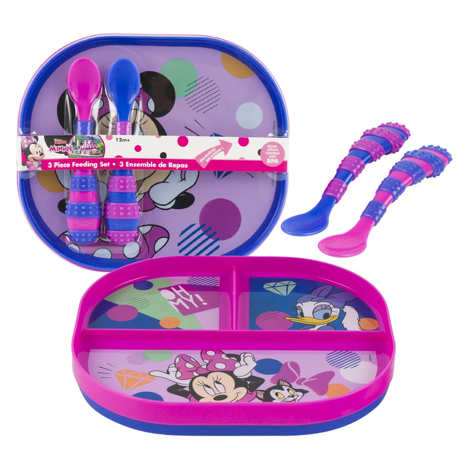 The First Years Disney Feeding Set, Baby Toddler Plates and Spoons, BPA Free- Minnie Mouse