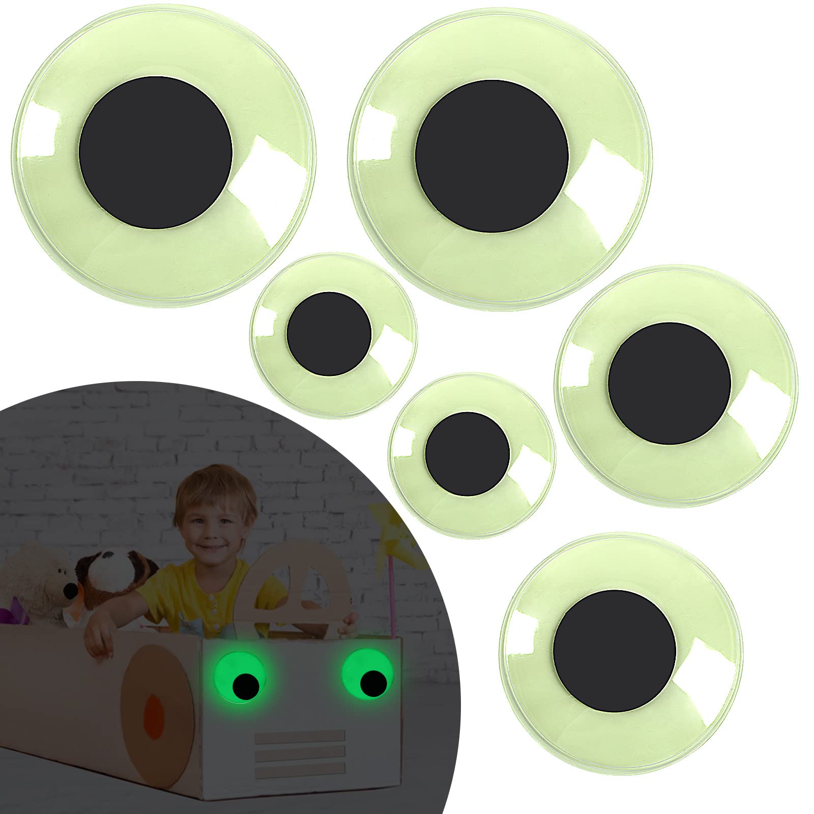 Petknows 6Pcs Giant Googly Wiggle Eyes, PETKNOWS Glow in The Dark Google  Eyes Self Adhesive for Craft Sticker Large Sticky Eyes Big Spark