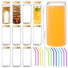 AJARAERA 20 oz glass cups with Lids and Straws,Beer glasses,Drinking glasses,  Iced coffee cup,glass cups of 12