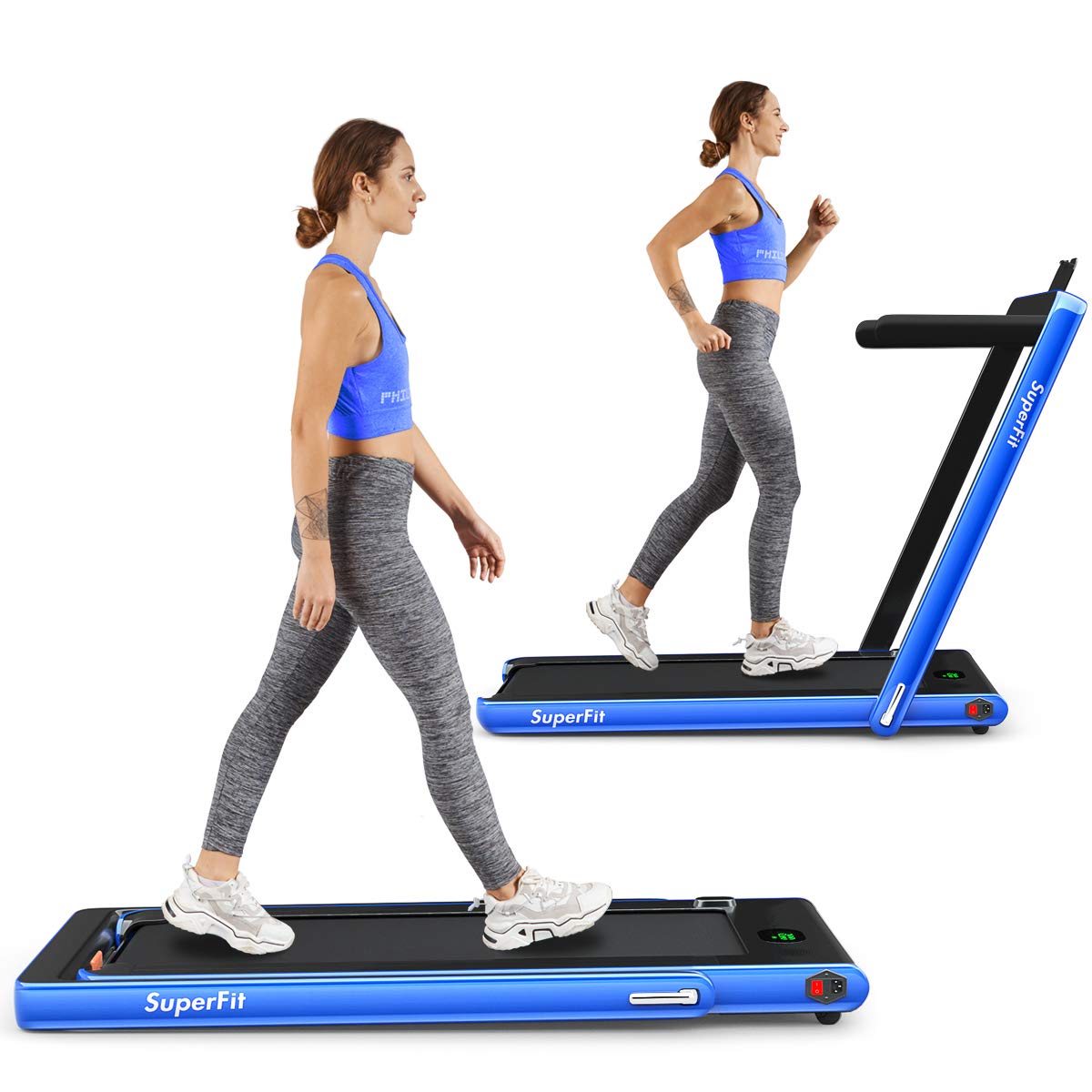 Goplus 2 In 1 Folding Treadmill, 2.25Hp Superfit Under Desk Electric Treadmill, Installation-Free With Blue Tooth Speake