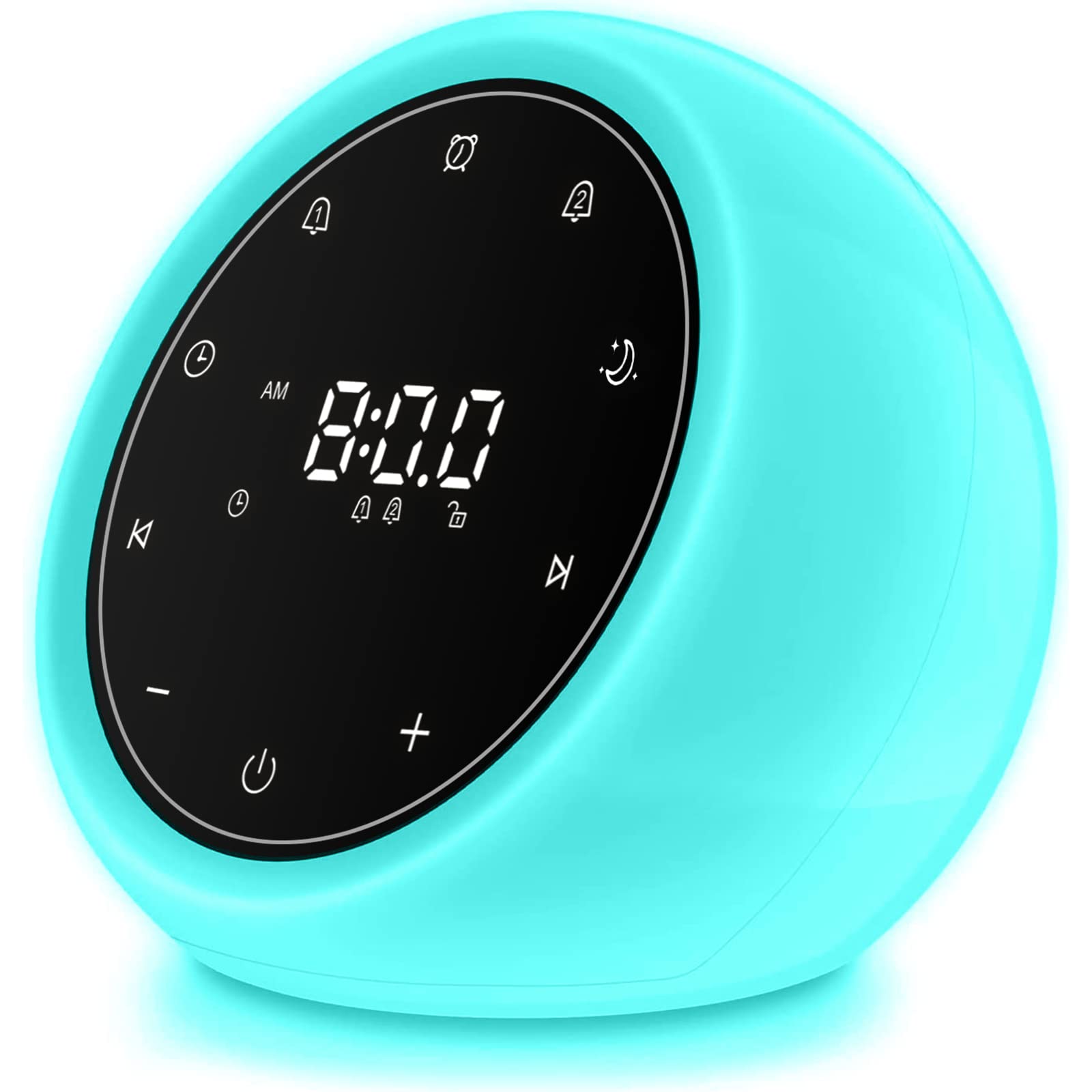 BgOVERSS White Noise Machine with 2 Alarm clock, 20 Soothing Sounds, 7 color Night Light, Adjustable Volume, 5 Timer and Memory F