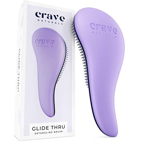Crave Naturals Glide Thru Detangling Brush for Adults & Kids Hair. Detangler Hairbrush for Natural, Curly, Straight, Wet