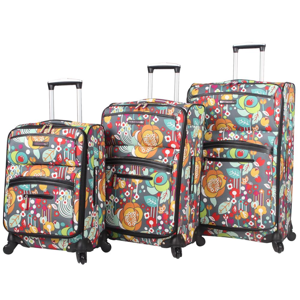 Lily Bloom Pattern Softside Expandable Luggage with Spinner Wheels, Suitcase Sets
