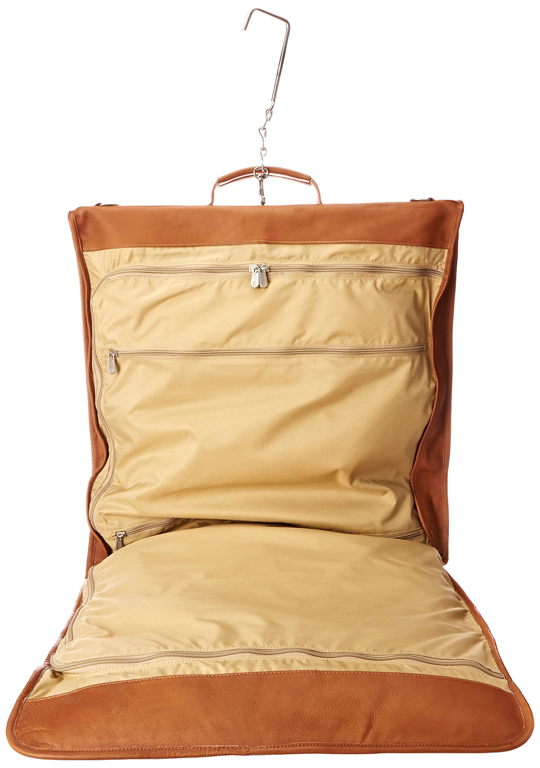 Piel Leather Tri-fold garment Bag, Saddle, One Size