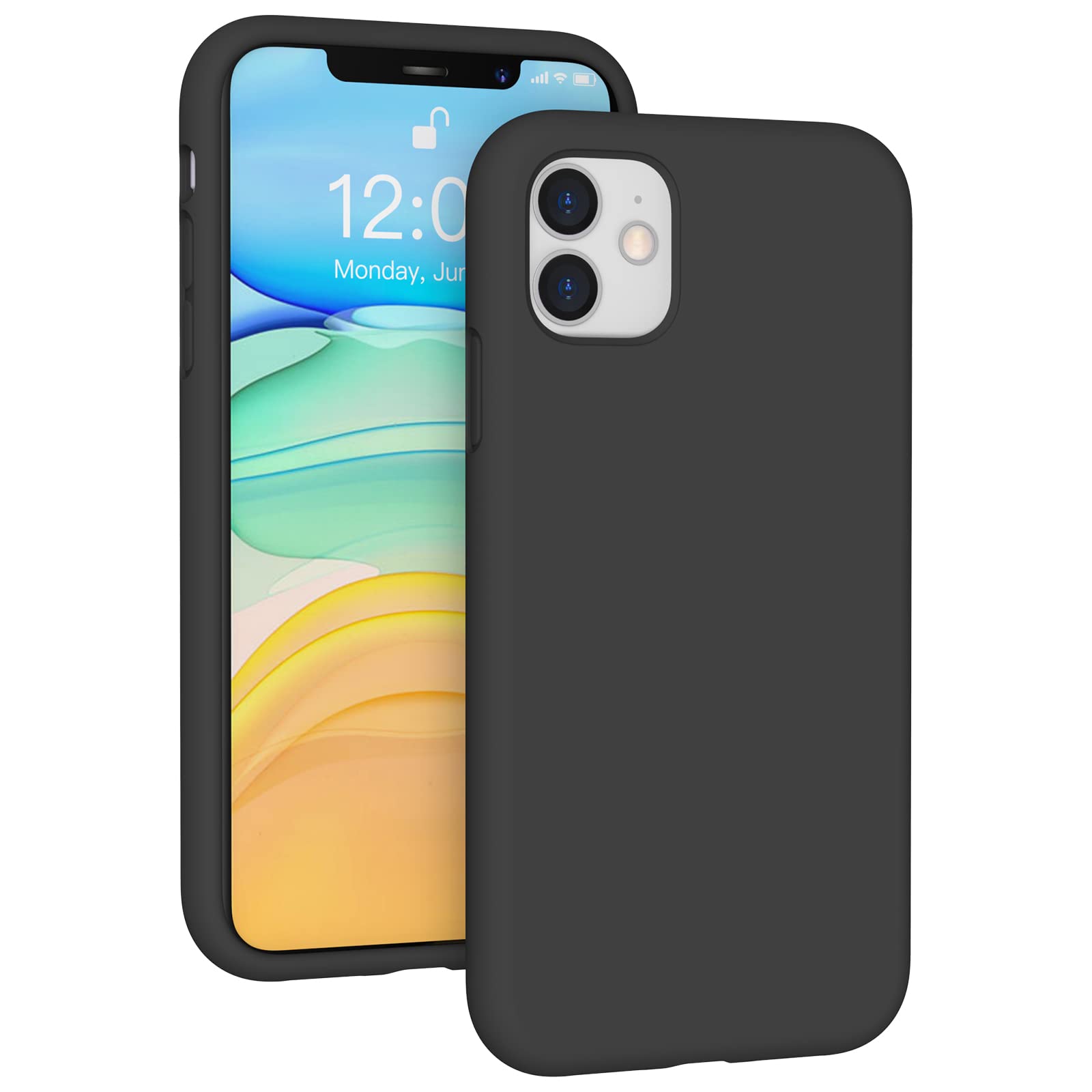 K TOMOTO Liquid Silicone case compatible with iPhone 11 (61), Full Body Protection gel Rubber cover with Soft Microfiber