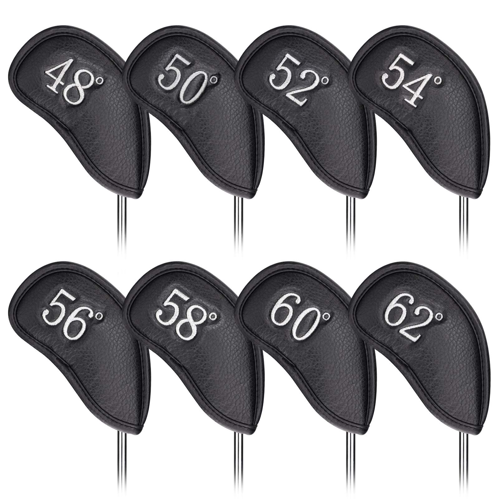 craftsman golf 8pcs 48A 50A 52A 54A 56A 58A 60A 62A Leather Black golf club Wedge covers Protective Headcover (1 Set 8pc