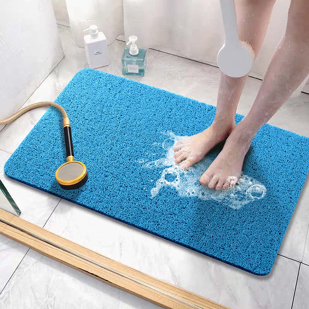 Asvin Soft Textured Bath, Shower, Tub Mat, 24x32 Inch, Phthalate Free, Non Slip comfort Bathtub Mats with Drain, PVc Loo
