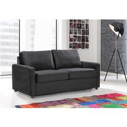 Container Furniture Rosina Mid Century Modern Sleeper Sofa with High Density Innerspring Mattress, 70", Black