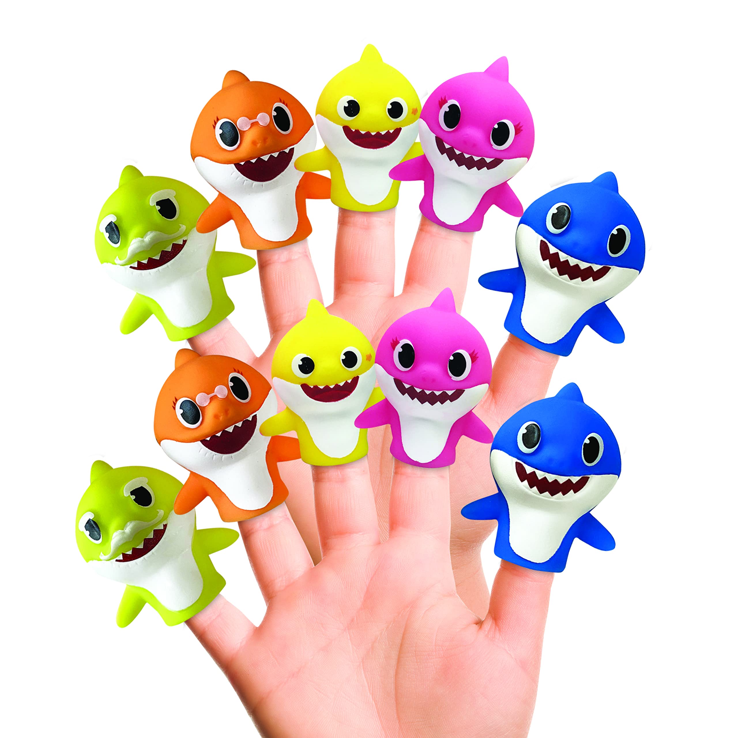 Ginsey Nickelodeon Baby Shark 10 Pc Finger Puppet Set - Party Favors, Educational, Bath Toys, Story Time, Beach Toys, Playtime