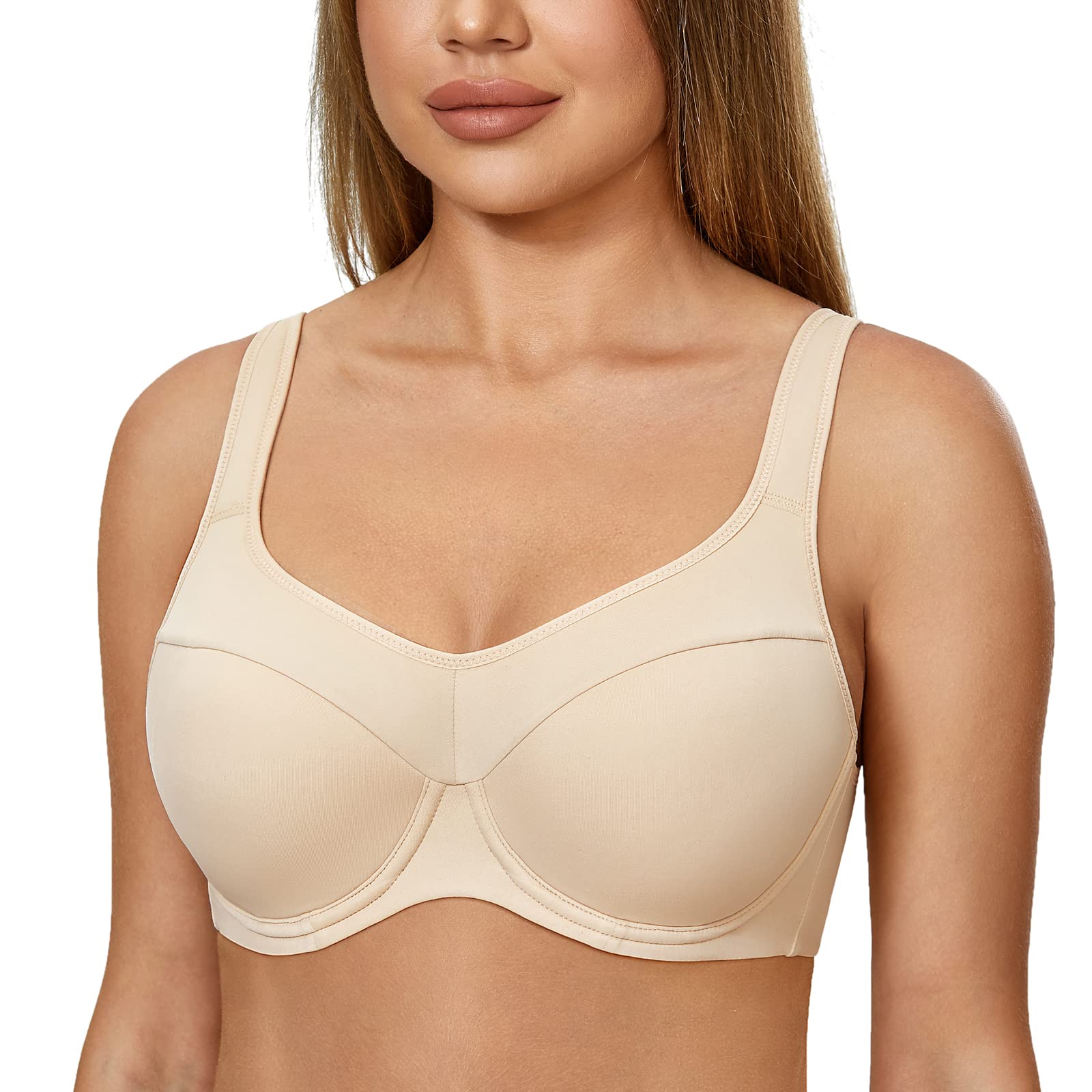 delimira DELIMIRA Womens Plus Size Full coverage Lightly Lined Underwire  Support Bra Beige 36F