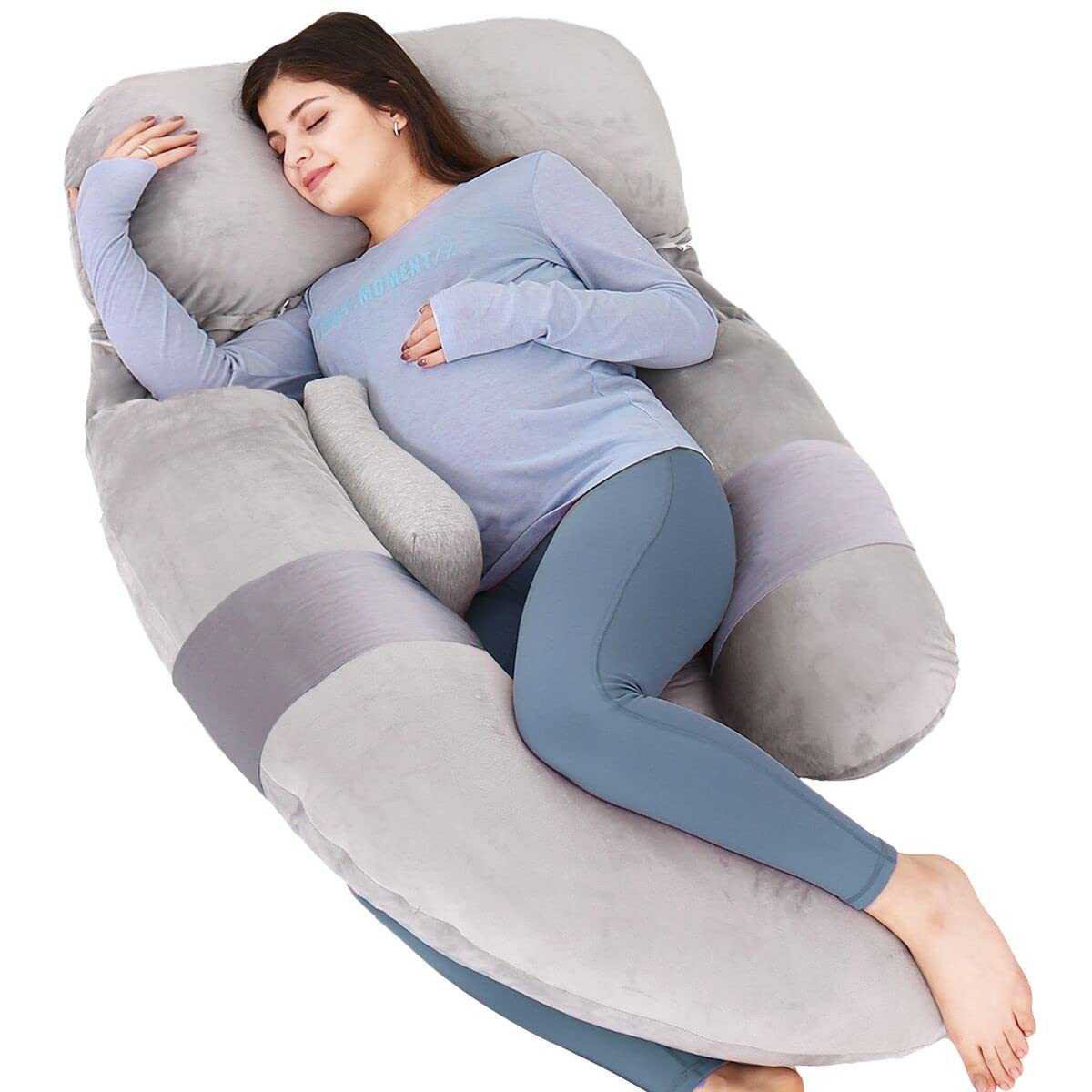 MAGIC ELEPHANT 60 Inch Pregnancy Pillows for Sleeping, Detachable U Shaped  Body Pillow for Belly and Back Support, Mater