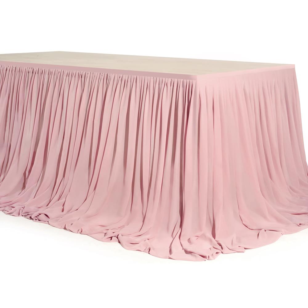 Mohoeey 9ft Extra Long Dusty Rose Chiffon Table Skirt with Pooling ...
