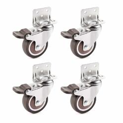 Skelang 1 Swivel Plate Tpe Caster, Low Profile L-Bracket Caster With Brake, Silent Caster Wheels Replacement For Crib, T