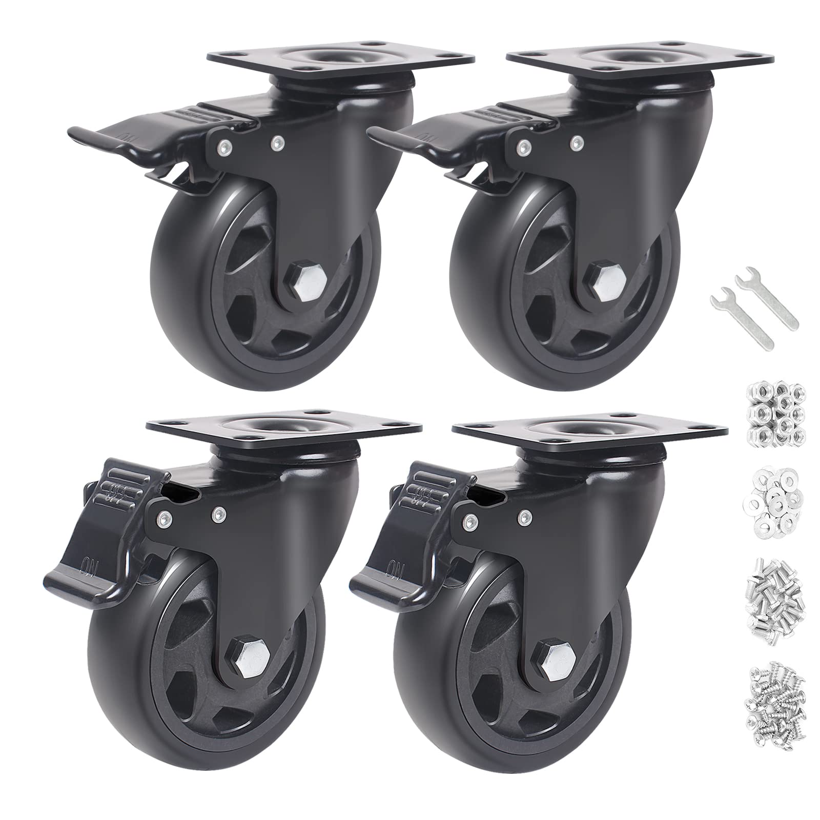 YAEMIKY 4 Swivel caster Wheels, casters Set of 4,Heavy Duty casters with Brake,Premium Dual Locking castors with 360 Degree Rota