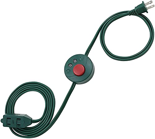 clear Power 9 ft Indoor Extension cord with Lighted Foot Switch, 3 Outlets, 2 Prong Polarized, 162 SPT-2, green, Perfect