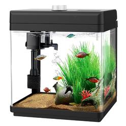 AQQA 15 gallon Aquarium Kits Desktop Small Fish Tank with Filter and Light (8 colors Adjustable) Freshwater & Saltwater Betta Fi
