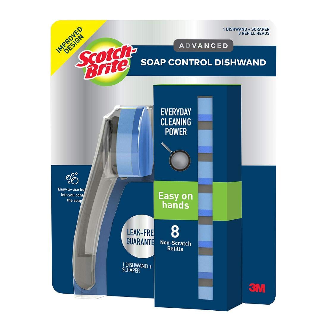 Scotch Brite Advanced Soap Control Dishwand And Scraper, 8 Non-Scratch Refills