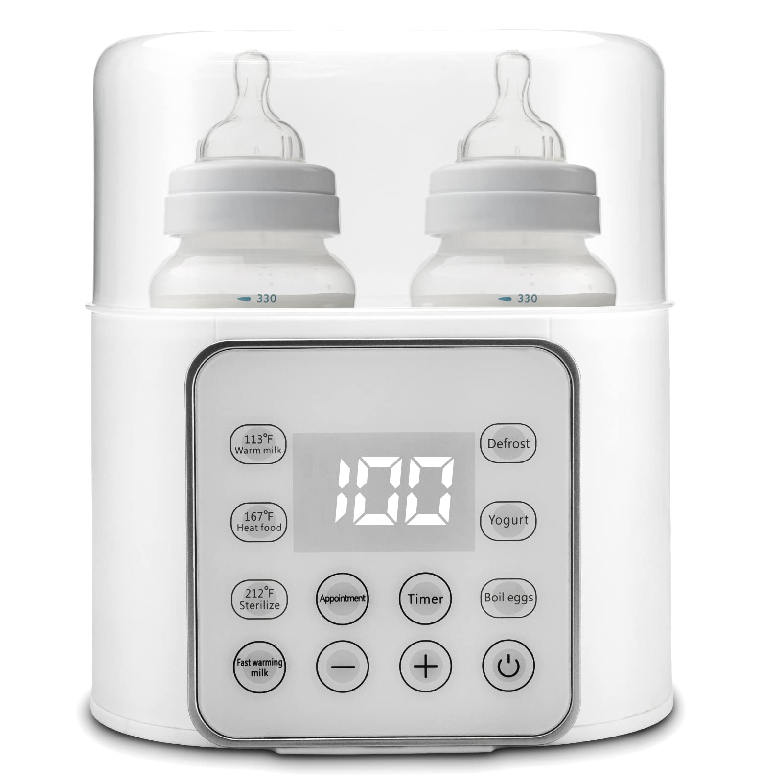 Winged Whale Baby Bottle Warmer 9-in-1 Multifuntion Breast Milk Warmer, Fast Baby Food Heater & Defrost Warmer with Timer for Twins, 